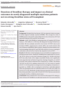 Cover page: Duration of frontline therapy and impact on clinical outcomes in newly diagnosed multiple myeloma patients not receiving frontline stem cell transplant.