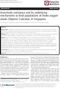 Cover page: Insecticide resistance and its underlying mechanisms in field populations of Aedes aegypti adults (Diptera: Culicidae) in Singapore