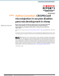 Cover page: Author Correction: CRISPR/Cas9 microinjection in oocytes disables pancreas development in sheep.