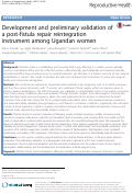 Cover page: Development and preliminary validation of a post-fistula repair reintegration instrument among Ugandan women.