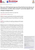 Cover page: Recovery of 52 bacterial genomes from the fecal microbiome of the domestic cat (Felis catus) using Hi-C proximity ligation and shotgun metagenomics.