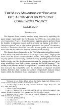 Cover page: The Many Meanings of 'Because Of': A Comment on <em>Inclusive Communities Project</em>