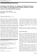 Cover page: Evaluation of the pathways for students into health professions: the training of under-represented minority students to pursue maternal and child health professions.