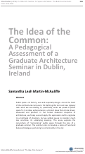Cover page: The Idea of the Common: A Pedagogical Assessment of a Graduate Architecture Seminar in Dublin, Ireland