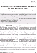 Cover page: The economic value of personalized medicine tests: what we know and what we need to know