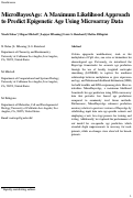 Cover page of MicroBayesAge: a maximum likelihood approach to predict epigenetic age using microarray data