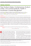 Cover page: Past Sodium Intake, Contemporary Sodium Intake, and Cardiometabolic Health in Southwest Coastal Bangladesh.