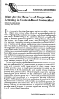 Cover page: What Are the Benefits of Cooperative Learning in Content-Based Instruction?