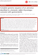 Cover page: Complete genome sequence of an astrovirus identified in a domestic rabbit (Oryctolagus cuniculus) with gastroenteritis