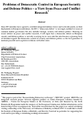 Cover page: Problems of Democratic Control in European Security and Defense Politics – a View from Peace and Conflict Research
