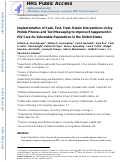 Cover page: Lessons Learned From the Implementation of Seek, Test, Treat, Retain Interventions Using Mobile Phones and Text Messaging to Improve Engagement in HIV Care for Vulnerable Populations in the United States