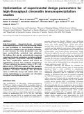 Cover page: Optimization of experimental design parameters for high-throughput chromatin immunoprecipitation studies