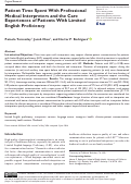 Cover page: Patient Time Spent With Professional Medical Interpreters and the Care Experiences of Patients With Limited English Proficiency.