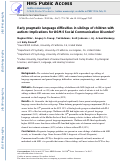 Cover page: Early pragmatic language difficulties in siblings of children with autism: implications for DSM‐5 social communication disorder?