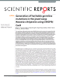 Cover page: Generation of heritable germline mutations in the jewel wasp Nasonia vitripennis using CRISPR/Cas9