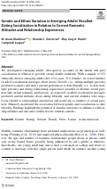 Cover page: Gender and Ethnic Variation in Emerging Adults’ Recalled Dating Socialization in Relation to Current Romantic Attitudes and Relationship Experiences