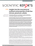 Cover page: Insights into the sonochemical synthesis and properties of salt-free intrinsic plutonium colloids