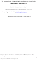 Cover page of The Seasonal Cycles of Tropical Sea Surface Temperature from Earth’s Axial Tilt and Orbital Eccentricity