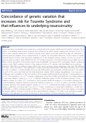 Cover page: Concordance of genetic variation that increases risk for tourette syndrome and that influences its underlying neurocircuitry.