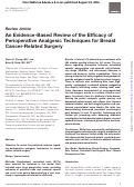 Cover page: An Evidence-Based Review of the Efficacy of Perioperative Analgesic Techniques for Breast Cancer-Related Surgery