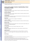 Cover page: Culture and Psychiatric Evaluation: Operationalizing Cultural Formulation for DSM-5