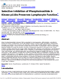 Cover page: Selective Inhibition of Phosphoinositide 3-Kinase p110? Preserves Lymphocyte Function*