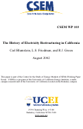 Cover page: The History of Electricity Restructuring in California
