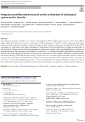 Cover page: Integrative and theoretical research on the architecture of a biological system and its disorder