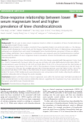 Cover page: Dose-response relationship between lower serum magnesium level and higher prevalence of knee chondrocalcinosis