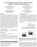 Cover page: Screen Magnification for Readers with Low Vision: A Study on Usability and Performance