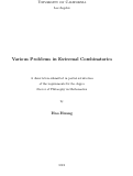 Cover page: Various Problems in Extremal Combinatorics