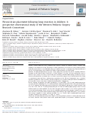 Cover page of Pleural drain placement following lung resection in children: A prospective observational study of the Western Pediatric Surgery Research Consortium