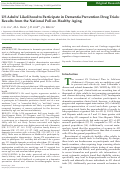 Cover page: US Adults’ Likelihood to Participate in Dementia Prevention Drug Trials: Results from the National Poll on Healthy Aging