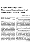 Cover page: Wii'ipay: The Living Rocks—Ethnographic Notes on Crystal Magic Among Some California Yumans