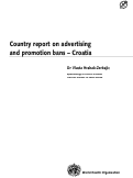 Cover page: Country report on advertising and promotion bans - Croatia