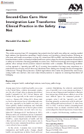 Cover page of Second-Class Care: How Immigration Law Transforms Clinical Practice in the Safety Net