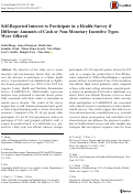 Cover page: Self-Reported Interest to Participate in a Health Survey if Different Amounts of Cash or Non-Monetary Incentive Types Were Offered