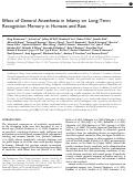 Cover page: Effect of general anesthesia in infancy on long-term recognition memory in humans and rats.