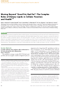 Cover page: Moving Beyond “Good Fat, Bad Fat”: The Complex Roles of Dietary Lipids in Cellular Function and Health