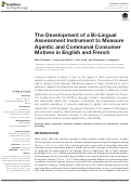 Cover page: The Development of a Bi-Lingual Assessment Instrument to Measure Agentic and Communal Consumer Motives in English and French