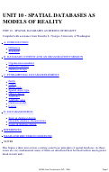 Cover page: Unit 10 - Spatial Databases as Models of Reality