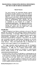 Cover page: Transnational Communities, Regional Development, and the Future of Mexican Immigration