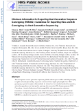 Cover page: Minimum information for reporting next generation sequence genotyping (MIRING): Guidelines for reporting HLA and KIR genotyping via next generation sequencing.