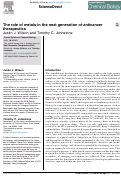 Cover page: The role of metals in the next generation of anticancer therapeutics.