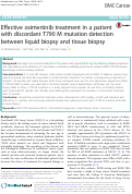 Cover page: Effective osimertinib treatment in a patient with discordant T790 M mutation detection between liquid biopsy and tissue biopsy