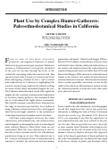 Cover page: Introduction: Plant Use by Complex Hunter-Gatherers: Paleoethnobotanical Studies in California