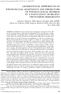 Cover page: Generational differences in psychosocial adaptation and predictors of psychological distress in a population of recent Vietnamese immigrants.
