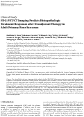 Cover page: FDG-PET/CT Imaging Predicts Histopathologic Treatment Responses after Neoadjuvant Therapy in Adult Primary Bone Sarcomas