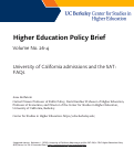 Cover page of University of California admissions and the SAT: FAQs