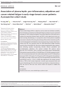 Cover page: Association of plasma leptin, pro‐inflammatory adipokines and cancer‐related fatigue in early‐stage breast cancer patients: A prospective cohort study